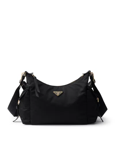 Prada Explore Large Re-nylon And Leather Bag In Black