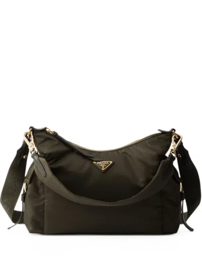 Prada Explore Large Re-nylon And Leather Bag In Green