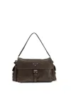 Prada Explore Large Leather Shoulder With Flap Bags In Brown