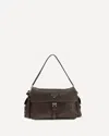 Prada Large Leather Shoulder Bag Flap In Brown