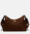 Prada Large Explore Leather Shoulder Bag In Brown
