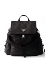 Prada Explore Re-nylon And Leather Backpack In Black