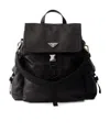 Prada Explore Re-nylon And Leather Backpack In Black