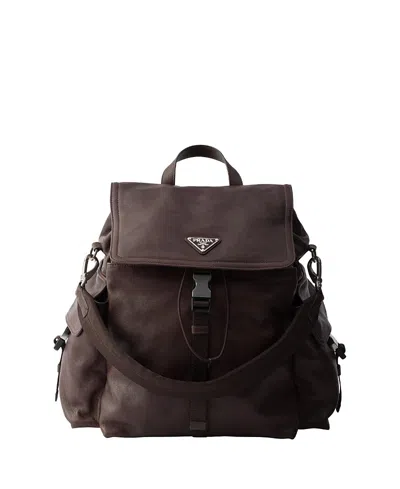 Prada Explore Leather Backpack In Brown