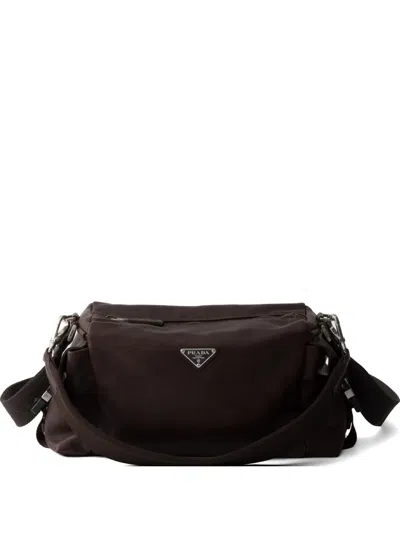 Prada Explore Leather Bag In Brown