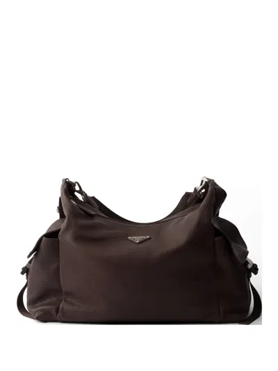 Prada Explore Leather Shoulder Bag In Brown