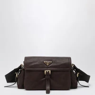 PRADA PRADA EXPLORE MEDIUM BROWN BAG IN NAPPA LEATHER