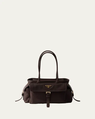 Prada Explore Medium Leather Tote Bag In Sienna