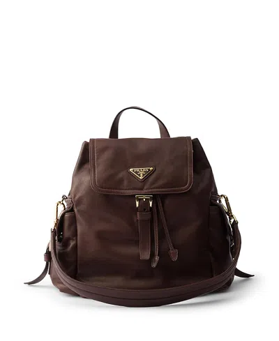 Prada Explore Medium Nappa Leather Backpack In White