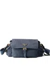 Prada Explore Medium Nappa Leather Shoulder Bag With Flap In Blue