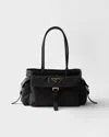 Prada Womens Black Explore Medium Re-nylon And Leather Tote Bag In Black