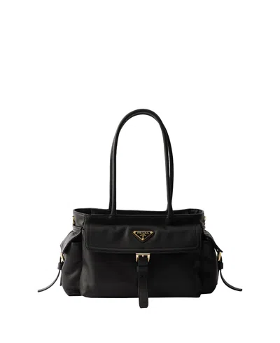 Prada Explore Medium Nappa Leather Tote Bag In Black