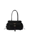 Prada Explore Medium Re-nylon And Leather Tote Bag In Black