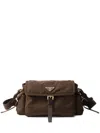 Prada Explore Medium Re-nylon Shoulder Bag With Flap In Brown