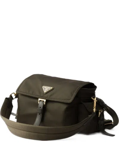 Prada Explore Medium Re-nylon Shoulder Bag With Flap In Green