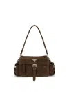 Prada Explore Medium Suede Shoulder Bag In Brown