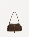 Prada Explore Medium Suede Shoulder Bag In Brown