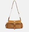 Prada Explore Medium Suede Shoulder Bag In Brown