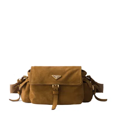 PRADA PRADA EXPLORE MEDIUM SUEDE SHOULDER BAG