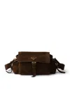 Prada Explore Medium Suede Shoulder Bag With Flap In Brown