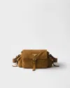 Prada Explore Medium Suede Shoulder Bag In Brown