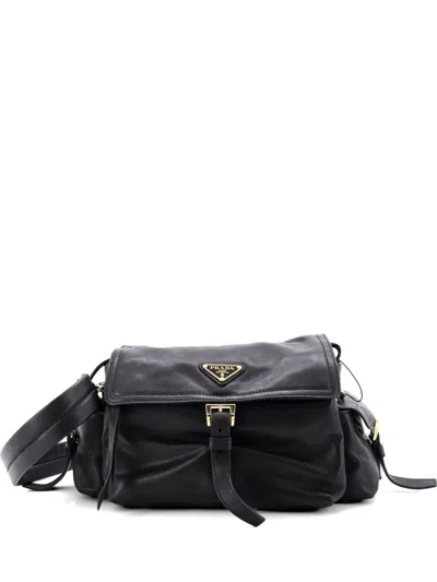 Pre-owned Prada Explore Nappa Leather Medium Shoulder Bag In Black