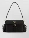 Prada Explore Nappa Leather Shoulder Bag Buckle Hardware In Black