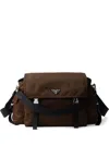 Prada Explore Re-nylon And Leather Bag In Brown