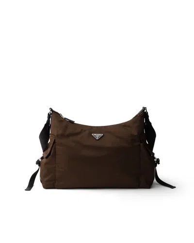 Prada Explore Tasche Aus Re-nylon Und Leder In Brown