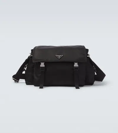Prada Explore Messenger Bag With Triangle-logo In Black