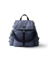 Prada Explore Re-nylon And Leather Backpack In Blue
