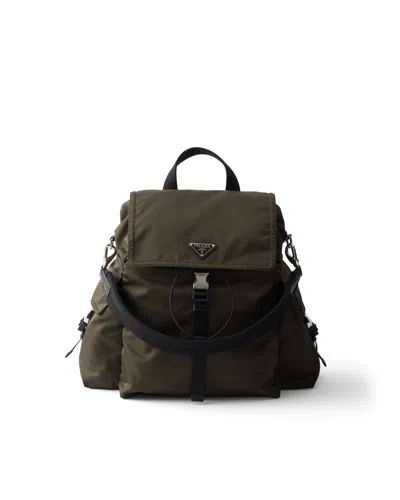 Prada Explore Re-nylon And Leather Backpack In Blue