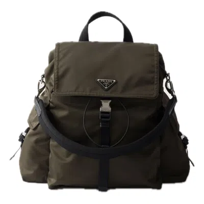 Prada Explore Re-nylon And Leather Backpack 'forest' In Green