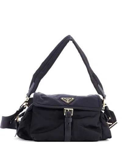 Pre-owned Prada Explore Re-nylon Medium Shoulder Bag In Black