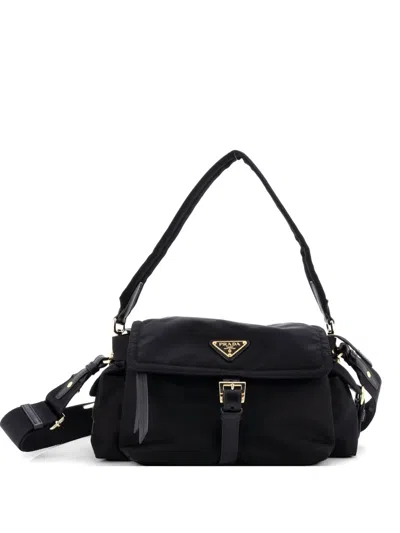 Pre-owned Prada Explore Re-nylon Medium Shoulder Bag In Black
