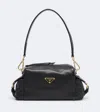 Prada Explore Small Leather Shoulder Bag In Black