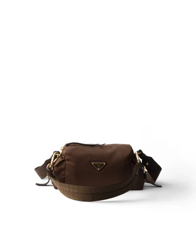 Prada Explore Small Re-nylon And Leather Shoulder Bag In Brown