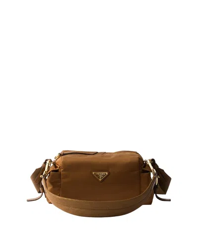 PRADA EXPLORE SMALL RE-NYLON AND LEATHER SHOULDER BAG
