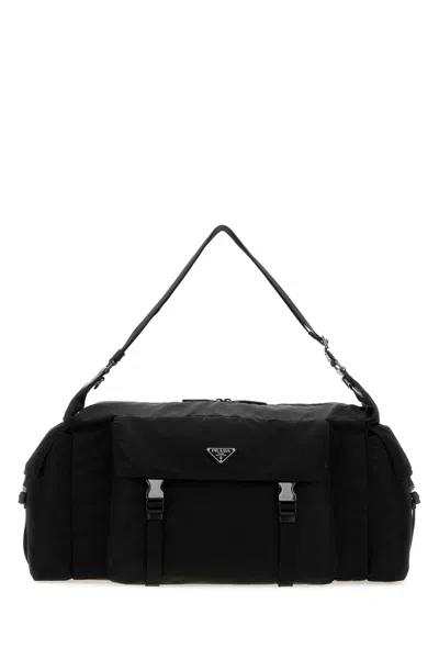 Prada Recycled Nylon Shoulder Bag In Black