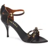 Prada Exposed Seam Ankle Strap Sandal In Black