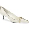 Prada Exposed Seam Kitten Heel Pump In Neutral