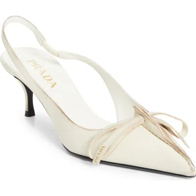 Prada Exposed Seam Slingback Pump In White