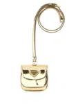 Prada Gold Leather Air Pods Case In Gold