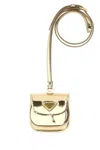 Prada Gold Leather Air Pods Case In Gold