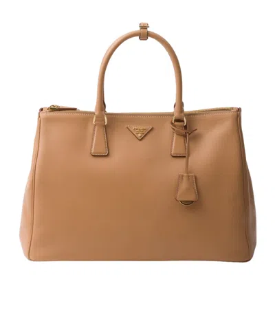 Prada Buckle Extra-large Leather Bag In Brown