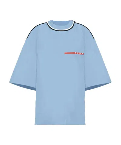 Prada Extreme-tex Lr-mx035 Short-sleeved Blouse In Blue