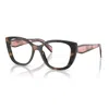 Prada Eyeglasses Cat Eye Full Rim, Mauve/havana Frame And Clear Demo Lenses Lens Prb04v23a1o1 In Brown