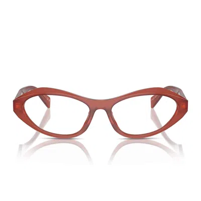 Prada Eyeglasses Pra21 V 13 V1 O1 Cornelian Opaline/transparent Women In Red