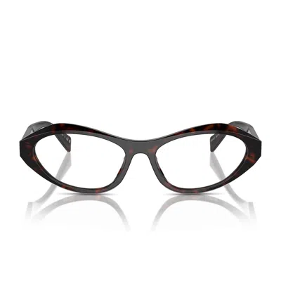 Prada Eyeglasses Pra21 V 17 N1 O1 Root Tortoise/transparent Women In Brown