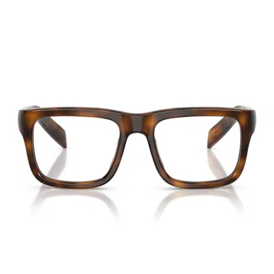 Prada Eyeglasses Prd02 V 20 D1 O1 Juniper Brown/transparent Men In Multi